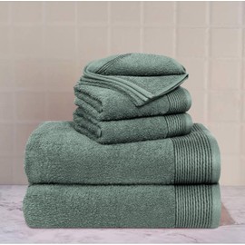 Belizzi Home 100% Cotton Ultra Soft 6 Pack Towel Set, Contains 2 Bath Towels 28x55 inchs, 2 Hand Towels 16x24 inchs & 2 Washcloths 12x12 inchs, Compact Lightweight & Highly Absorbant - Jade