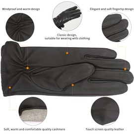 ZLUXURQ Women's Soft Real Lambskin Leather Touchscreen Winter Driving Gloves Cashmere Lined, brown