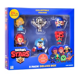 Brawl Stars P.M.I Collectible Figures - 8 Pack Deluxe Box - Including 2 Rare Hidden Characters (S1) (Random) (BRW2070)