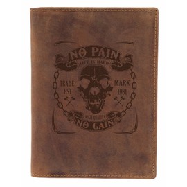 Green Burry Vintage Men's Leather ID Card Holder Brown 16,5x12x1 cm