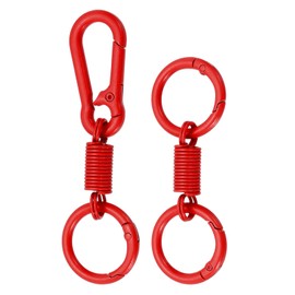 PATIKIL Keychain Clips with O Rings, 2 Pcs Quick Release Key Chain Rings Spring Double Ring Keychain Holder Spring Snap Hook Organizer for Car Keys, Backpack, Women, Man, Red