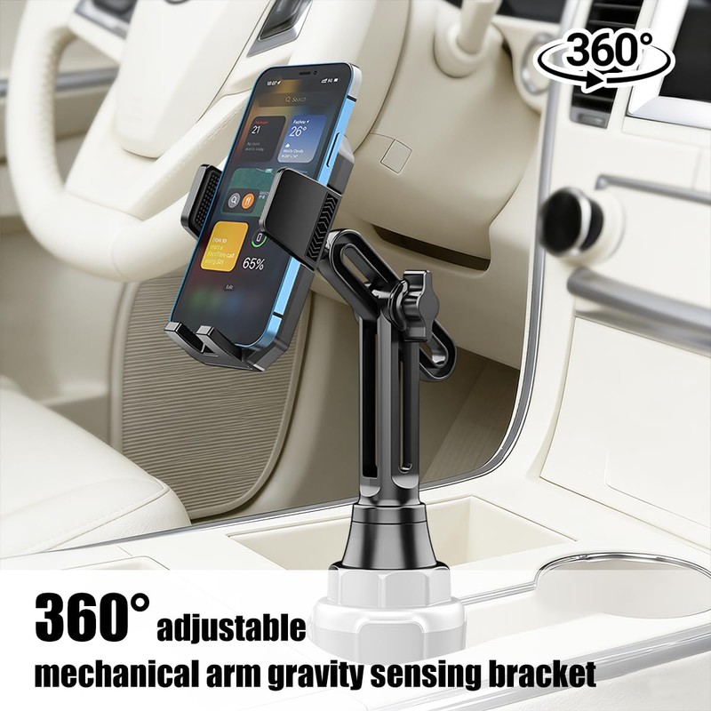 Sandfren Car Cup Phone Holder, 360° Rotation Carbon Fiber Vehicle