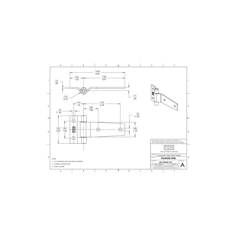 TCH Hardware Heavy Duty T Strap Hinges 3” for Gates,