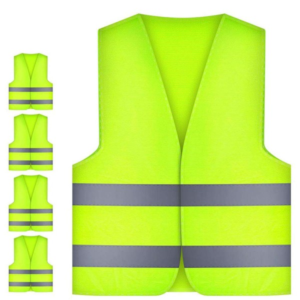JRing 5Pack Hi Vis Waistcoat, Unisex Hi Vis Vest for Safety and Emergencies -Standard Size /Yellow