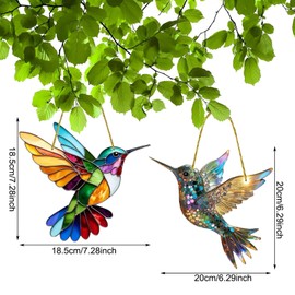 Pack of 2 Hummingbird Suncatcher Window, Hummingbird Sun Catcher, Window Decoration, Hanging Modern, Acrylic Hummingbird Pendant, Window Hanger, Hanging Garden Decoration for Bird Lovers