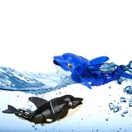 NEXTAKE Electric Rollover Dolphin Bath Toy, Bathtub Rolling Fish Toy Tubmling Dolphin Tub Toy Swimming Dolphin Bathtub Toy Simulated Fish Water Toy (Blue+Black)