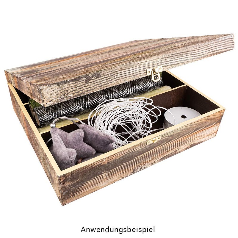 Wooden Wine Box with Lid 3 Inner Compartments 35cm x