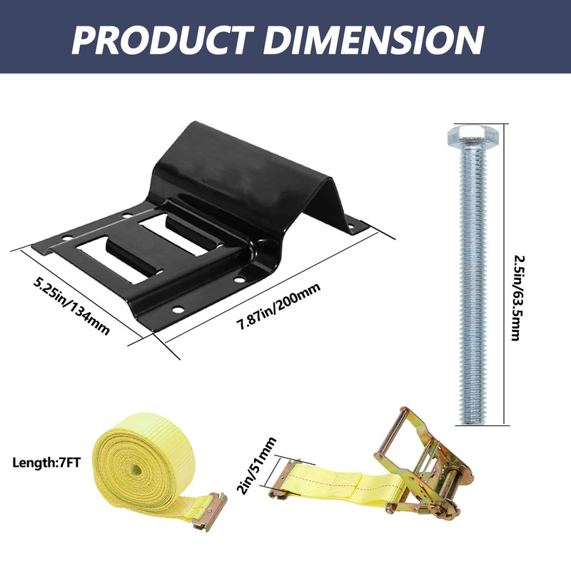 1500LBS Wheel Chock Tie Down Kit for Trailer & Pickup
