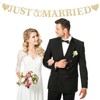 Pre-Strung Just Married Banner Sign Gold Glitter, Wedding Banner for