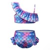 Girls Bathing Suits One Shoulder Bikini Blue Mermaid Swimsuits Beach