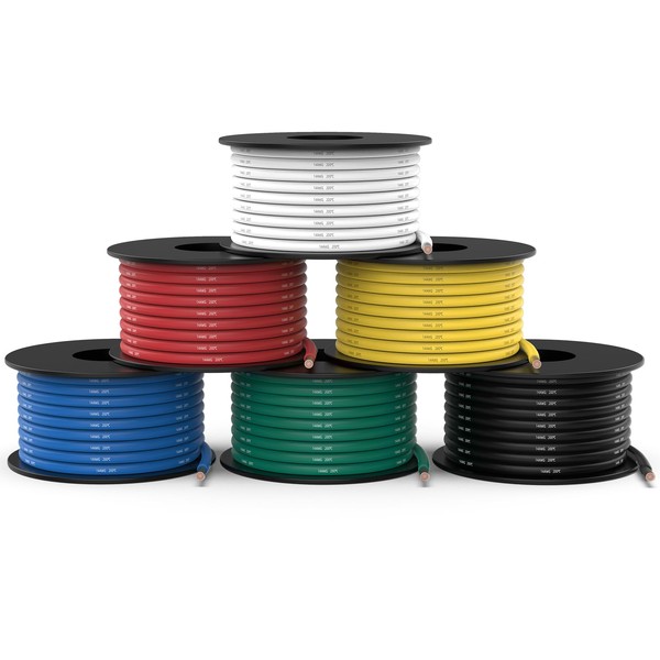 NAOEVO 16 Gauge Wire 180ft, 16 AWG Wire 6 Colors