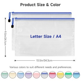 Mutsitaz 20 Pack A4 Plastic Wallets File Bags, A4 Document Wallets with Zipper, Document Folder, Zip Lock Bags, Document Zipper Bags, Zip Plastic Folder for School, Travel, Home, Office