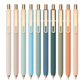 Linbsunne Gel Pens Black Ink Pens for Office 0.5mm Fine Point Pen Smooth Writing Retractable (Metal gold clip-10 pcs)