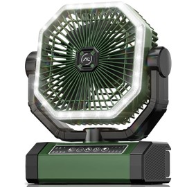 Portable Fan 24000mAh Battery Powered with Remote & LED, 4 Speed Strong Airflow, Desk/Camping/Outdoor/Gym Fan for Office Travel Treadmill Camping Gear