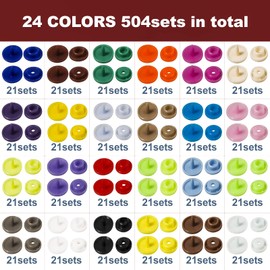 504 Sets Plastic Snaps and Tool Set, T5（12mm/0.47" Snaps Fasteners Starter Kit with Snap Pliers for Sewing, Clothing, DIY Crafts