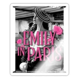 Spreadshirt Emily In Paris Emily With Roses Black White Sticker 10 x 10 cm Glossy White