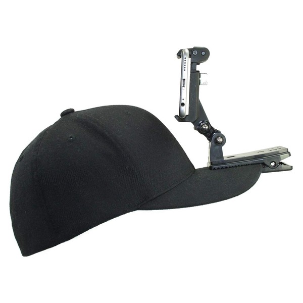 Action Mount® Wearable Hat Clip Mount for Hands Free Video, Live Streaming, or Vlogging. Includes Hat Clip, Extension Set, and Locking Phone Holder. Hat Not Included. Compatible with GoPro Cameras.