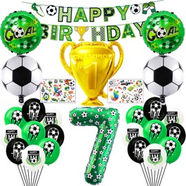 Festa tema calcio, Decorazione per 7° compleanno ragazzo calcio, Palloncini calcio, Tatuaggi temporanei, Striscioni, Palloncini compleanno, Adatti per decorazioni festa tifosi