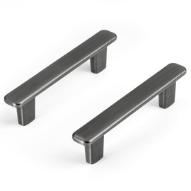 HESTIA HARDWARE 10 Pack | Antique Sliver Drawer Pulls 3 Inch Hole to Hole | Modern Pewter Cabinet Handles | 76mm Kitchen Cabinet Pulls, Drawer Handles and Dresser Handles (Z17.10.B)