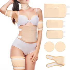 Generic Castor Oil Pack Wrap - 6 Pieces Reusable Organic Cotton Pack for Neck Chest Waist Thighs - Adjustable Strap - Compress Packs for Liver