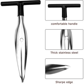 2 PCS Coconut Opener Tool Set Coconut Meat Remover Stainless Steel Coconut Opener Scraper Knife Coconut Punch Tool with Durable Non-Slip Wooden Handle Scraper