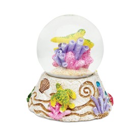 CoTa Global Sea Turtle Snow Globe Dome Resin Animals Underwater Collection Ocean Life Corals Nautical Aquatic Marine Room Decor Table Top Accent Size: 3.55 x 3.75 inches Unique Decorative Craft Gift
