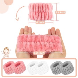 Women's Wrist Towels for Washing Face, Microfiber Spa Wash Towel Band, Face Washing Absorbent Wristbands, Sweatband for Girls Prevent Water from Spilling Down Your Arms 6PCS