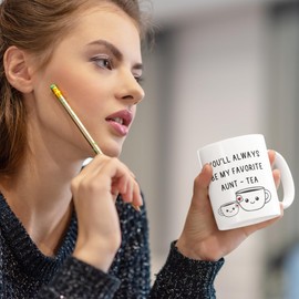 FUNITZ Gifts For Aunt, Auntie My Favorite Aunt-tea Cup, Funny Best Aunty Mug 11oz - Perfect Birthday, Christmas For Auntie From Niece, Nephew