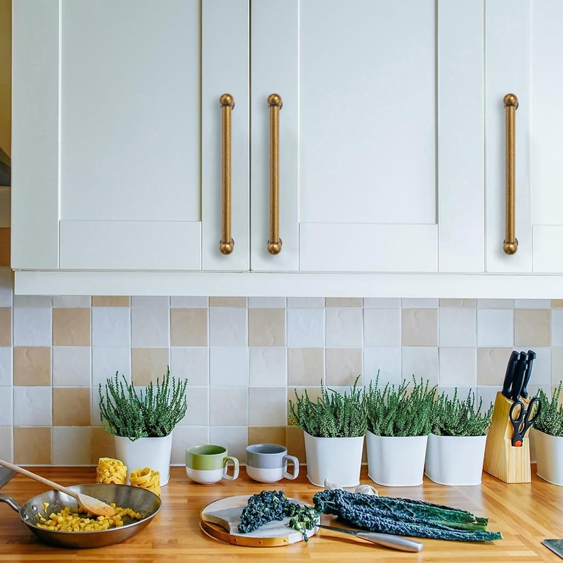 CABDM 10 Pack 3-3/4 Inch Solid Kitchen Cabinet Handles Antique