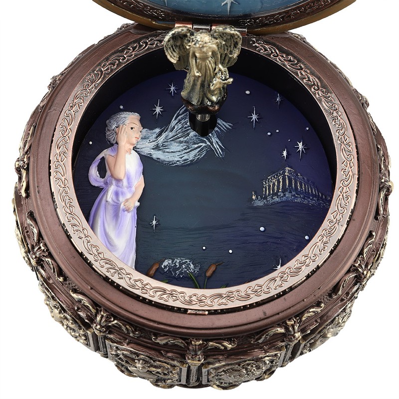 Vintage Music Box with 12 Constellations Rotating Goddess Twinkling LED