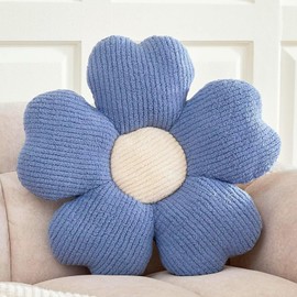 Kcvvcr Flower Throw Pillow, Cute Flower Shaped Pillow Decorative Throw Pillow for Bed Couch, Soft Daisy Pillows Floor Seating Cushion Cushions (14.9 Inch Blue)
