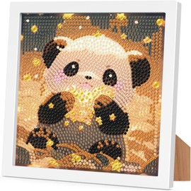 Nzhidey Panda Diamond Art Kits for Kids-Panda Kids Diamond Art Kits for Gem Art Kits for Kids, Animal Diamond Painting Kits for Kids for Wall Decor, Holidays Gift 7x7 inch(with Frame)