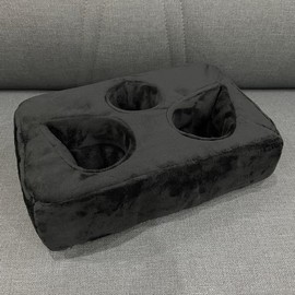 Couch Cup Holder Pillow, Couch Drinks Remotes Holder for Center of Couch, for Sofa, Bed, RV, Car (Black)