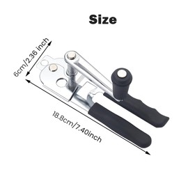 Hand Crank Can Opener,Stainless Steel Manual Tool Handheld Smooth Edge Can Opener for Kitchen Camping Outdoor Picnics(COLOR:Black+Silver)