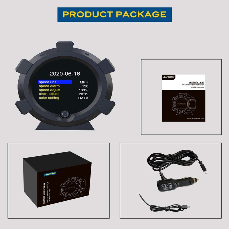X95 GPS Speedometer MPH Car Inclinometer Level Tilt Gauge Automotive