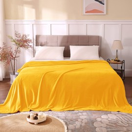 BEDELITE Fleece Blankets King Size Yellow Throw Blankets for Bed & Couch, Plush Cozy Fuzzy Blanket, Super Soft & Warm Blankets for Fall and Winter
