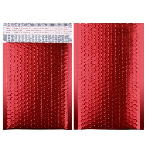 Metallic Matte Red Bubble Mailers Mailing Padded Envelopes 6x10 Inch-