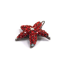 Decorative Hair Clip Starfish Rhinestone Crystal Hair Barrette, 1pc, Red