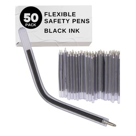 Flexible Safety Pens | 50 Pack of Pens For Mental Health, Mental Health Hospital, Jail, and Prison | Super Bendable with Black Ink | 3.8 Inches Safe & Flexible for Hospitals and Health (50 Pack)