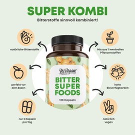 Bitter Substances Capsules I 120 Vegan Capsules I Made of 11 Herbs such as Ginger Dandelion Turmeric Wormwood Yarrow Juniper Galangal Nettles Anise (Pack of 1)