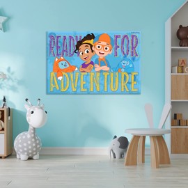 EGD Blippi & Friends Picture Frame I Acrylic Art for Kids Bedroom I Wall Decor I Wooden Stand for Wall Support I Multiple Sizes Options (Acrylic Without Wood Support, Wide 12"x 8" Height)