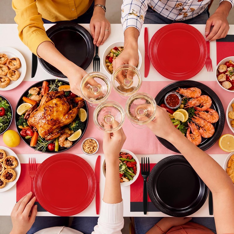 Uiifan 144 Pcs Plastic Plates for Party Set 9" Dinner