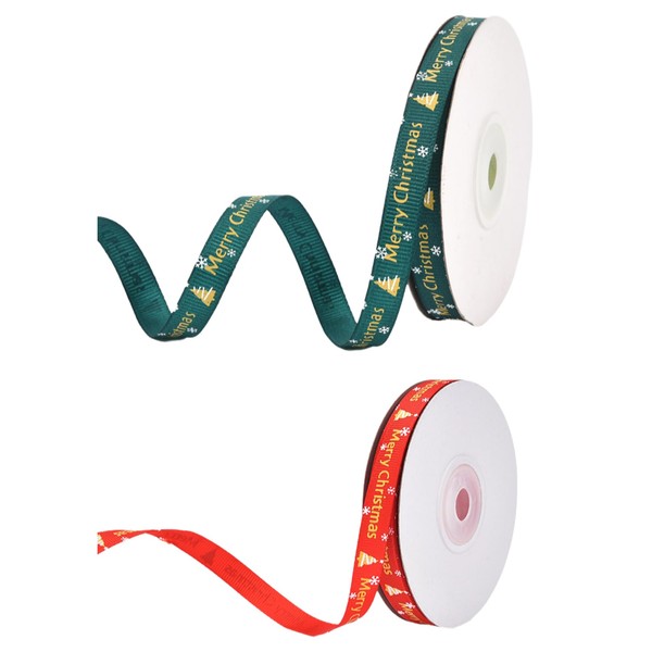 2 Rolls of 10 Yards Ribbon,Christmas Ribbon for Gift Wrapping,Christmas