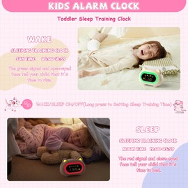 winshine Kids Alarm Clock, Ok to Wake Clock for Kids, Toddler Sleep Training Clock with Eye Protection, 10 Night Lights, Dual Alarms, Child Lock, Snooze, Timer - Cute Clock for Girls and Boys
