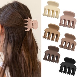 6 PCS Small Claw Clips for Women, Matte Medium Hair Claw Clips for Thin Fine Hair, Strong Hold Hair Clip, Durable Non-slip Short Hair Accessories
