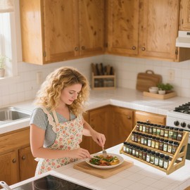Spice Rack for Countertop - Bamboo Tray Holds 1.8" 24 Jars Spice Racks Organizer for Storage Shelf - 3 Tiered Spice Rack Organizer for Cabinet - Spice Shelf for Kitchen Pantry