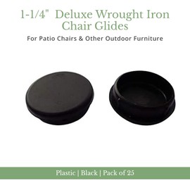 Sunnliand Patio 1-1/4" Deluxe Wrought Iron Chair Glides, Protect Your Outdoor Furniture, Chair Leg Floor Protectors, Plastic Floor Protector, Conical, Pack of 25, Black