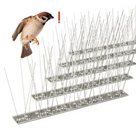 Qianruida Bird Spikes with Stainless Steel Base Fence Spike Anti Bird Spike Bird Spikes for Pigeon and Small Birds Squirrel Raccoon Cats Crow-10ft
