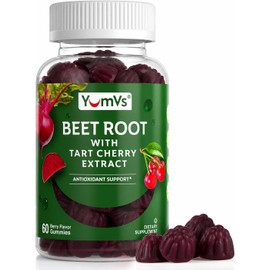 YUM-V'S- “YumVs Gomitas de Raíz de Remolacha con Extracto de Cereza Tarta Gomitas de Remolacha Sabor a Baya Masticables de Remolacha para B