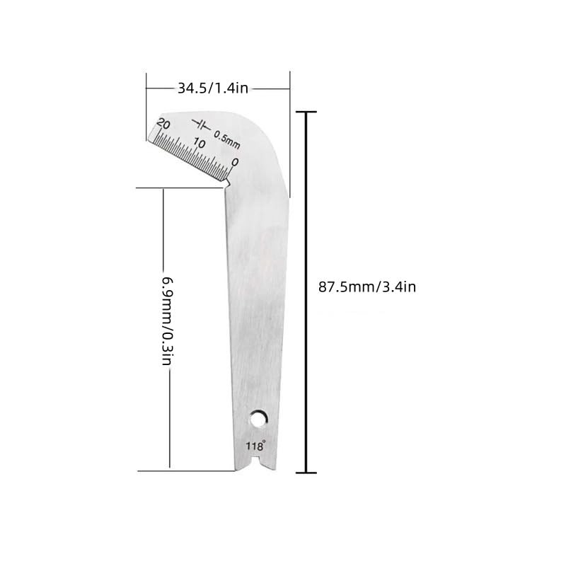 118 Degree Drill Bits Gauge, Stainless Steel Twist Drill Angle